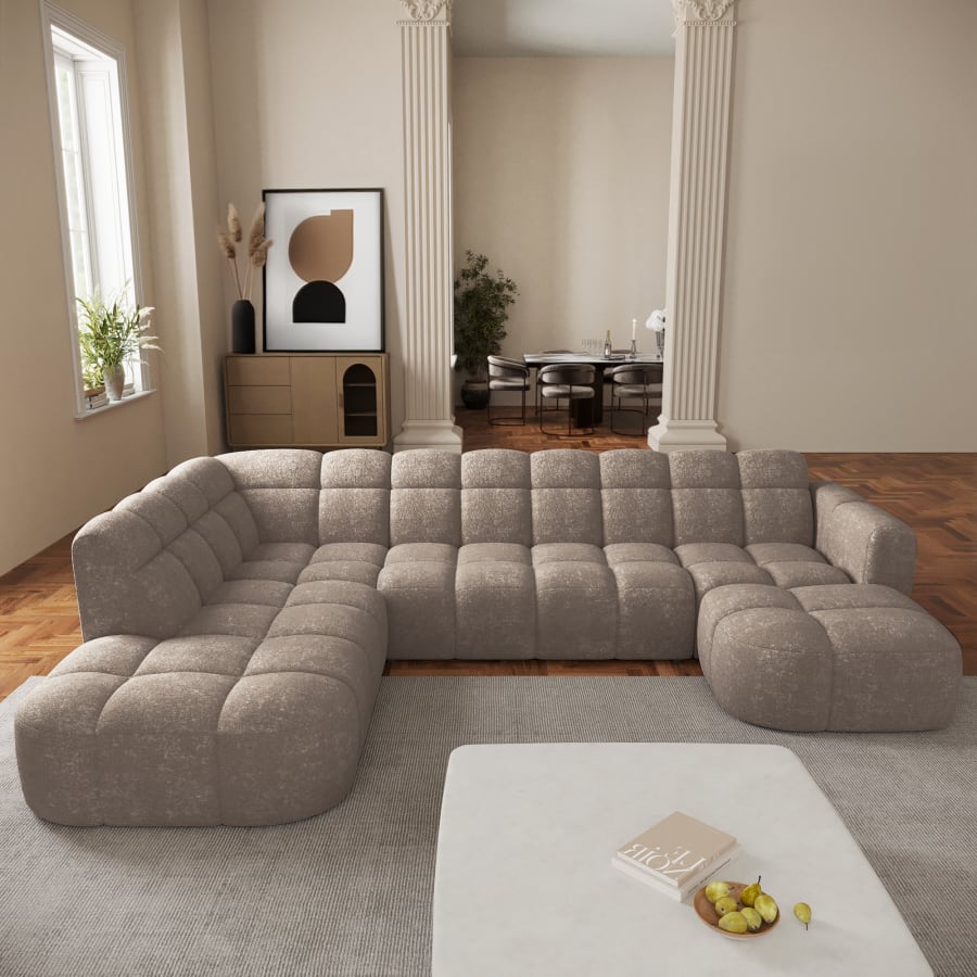 Canapé panoramique tissu taupe - Angle droit